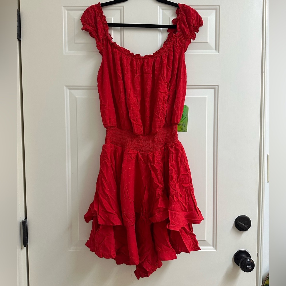 Red Ruffle Romper